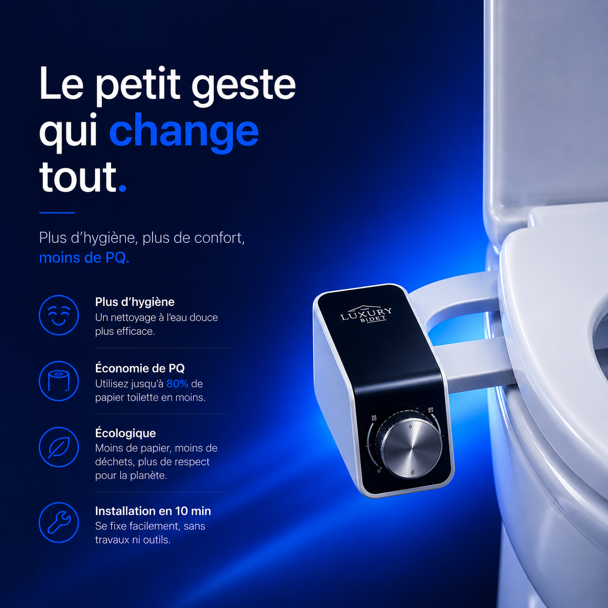 Bidet Aqualyra sans électricité sans travaux